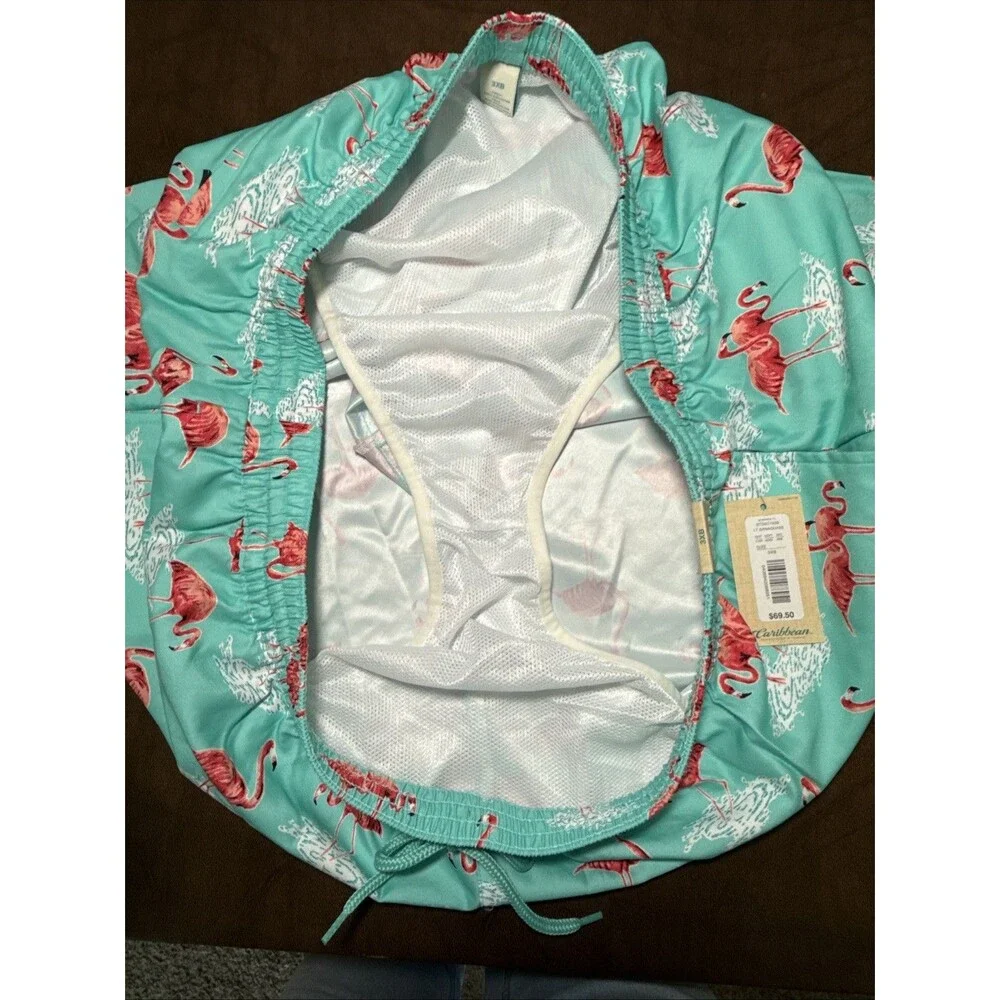 NWT Caribbean Swimwear Swim Shorts Trunks Pink Flamingo Sz 3X B Big Man